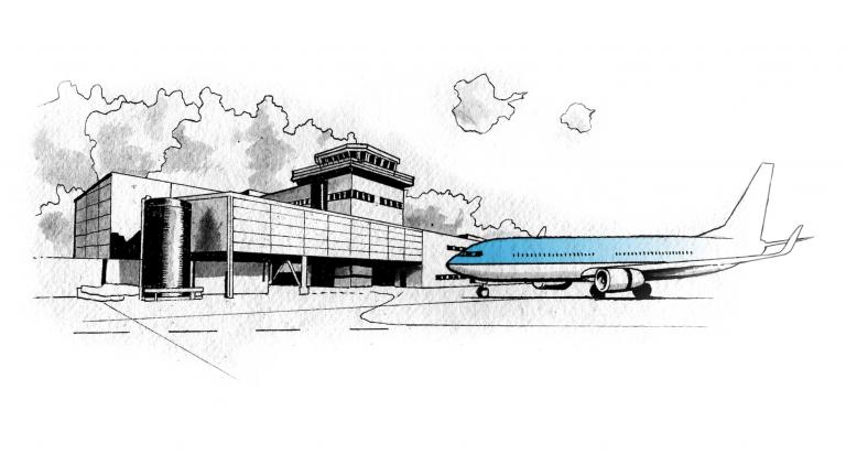 Ilustración del aeropuerto de Cardiff