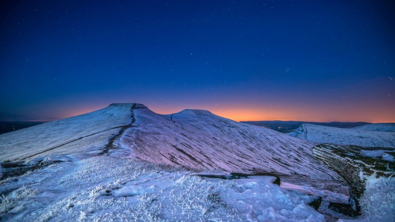 Pen y Fan and Corn Du in snow, Brecon Beacons, Powys