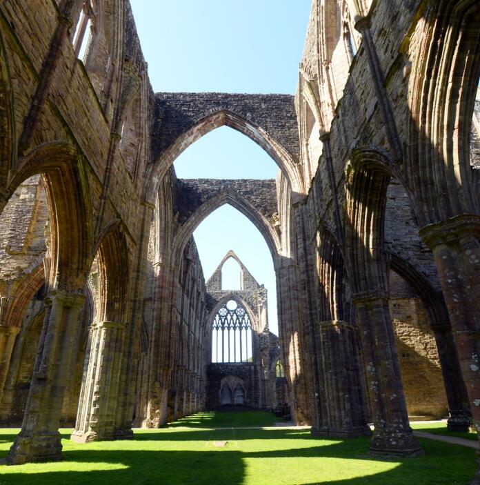 The ruins of a huge historical abbey building 