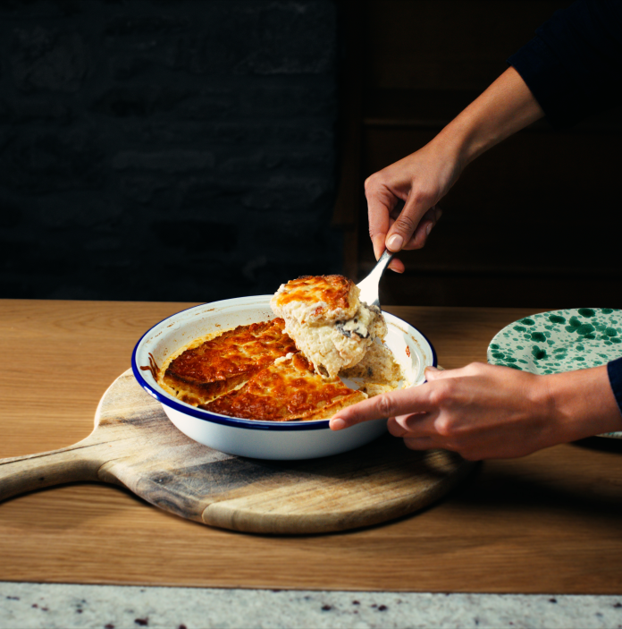 A beautifully presented serving of Welsh cheese pudding