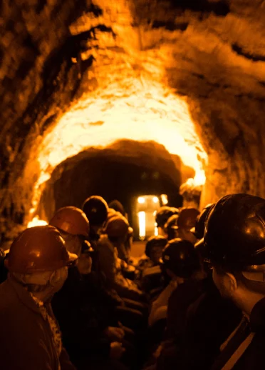 Group tour underground in caves at King Arthur's Labyrinth