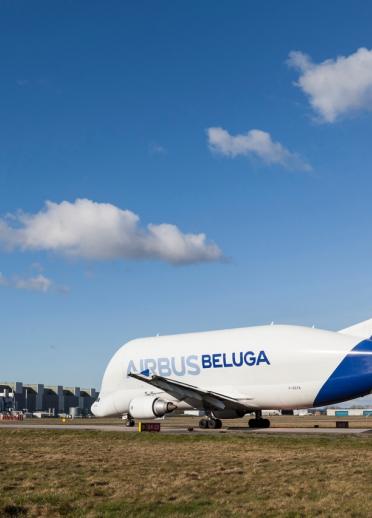 Beluga aircraft on runway Airbus Deeside Enterprise Zone