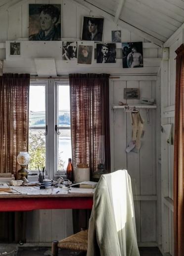 Inside Dylan Thomas' writing shed, Laugharne, Carmarthenshire.