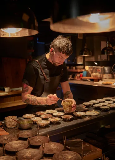 A chef preparing