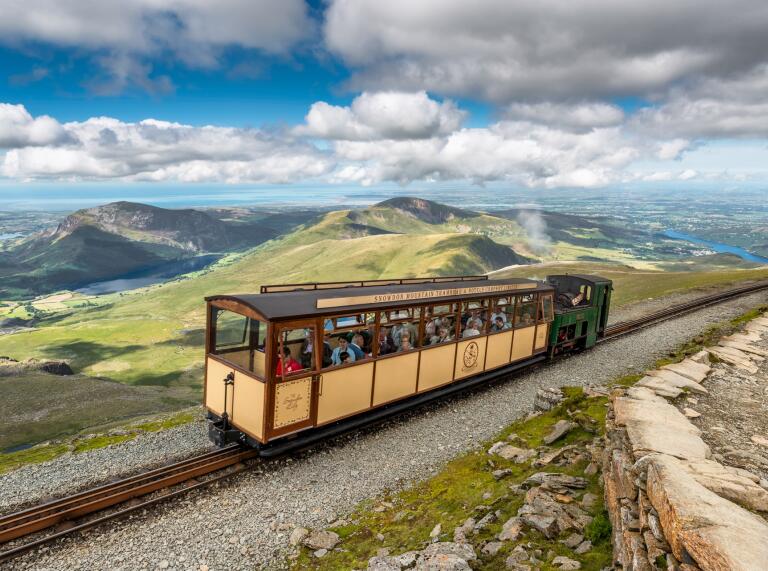 Snowdon train heading up the mountain.