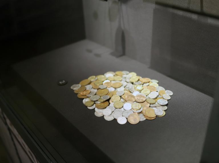 Coins in display
