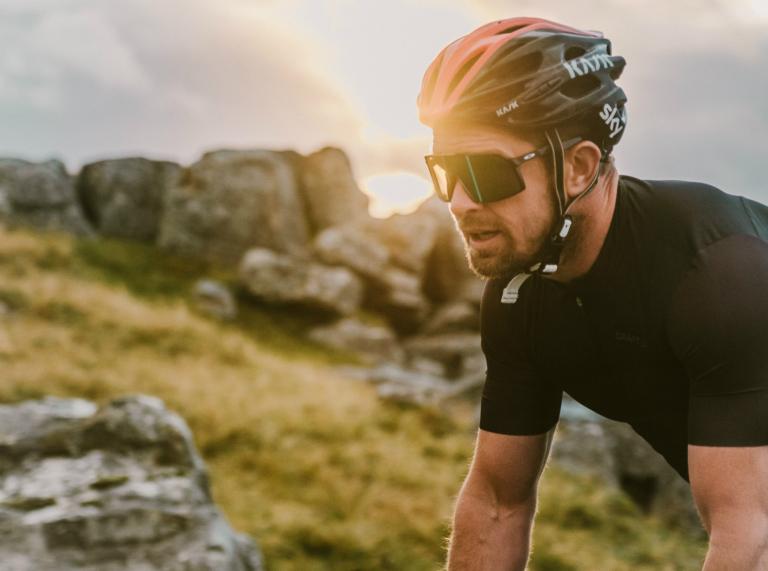 Shane Williams cycling in the Black Mountains, Brecon Beacons, Powys