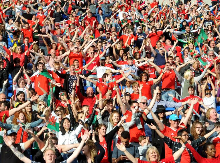 Wales football crowd.