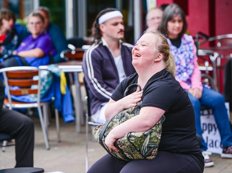 A person laughing.