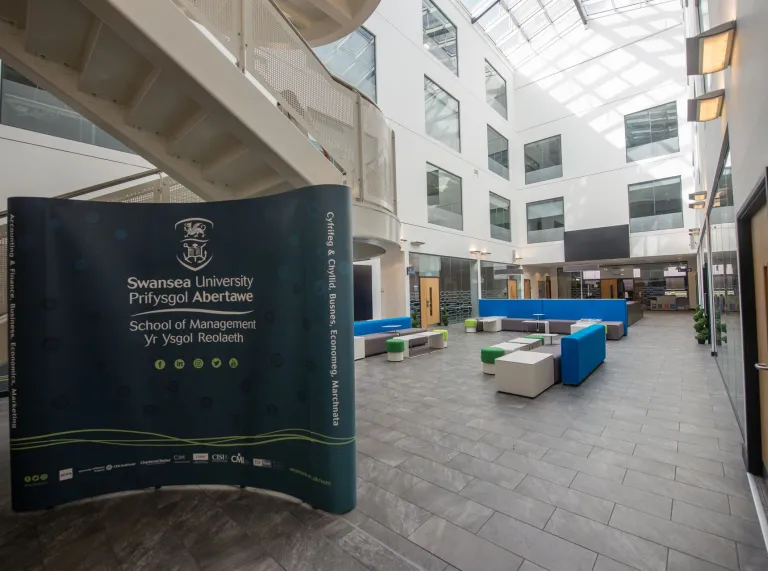The inside foyer of Swansea University
