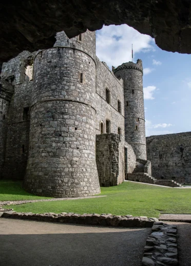 Harlech Castle looking out at the right side corner