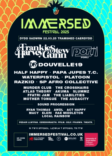 A poster showing the bands at the festival.