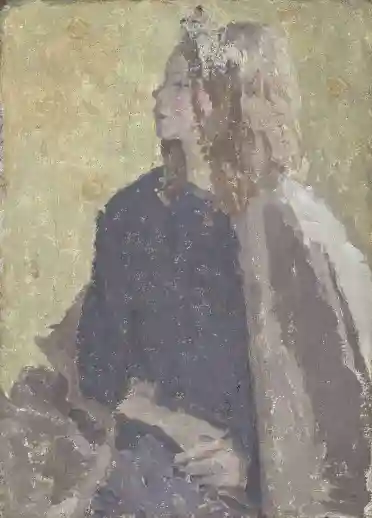 A painting of a girl in profile by Gwen John.