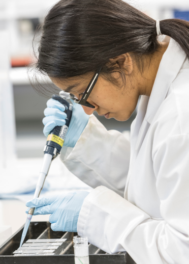 Étudiante dans le laboratoire, l’Université de Swansea