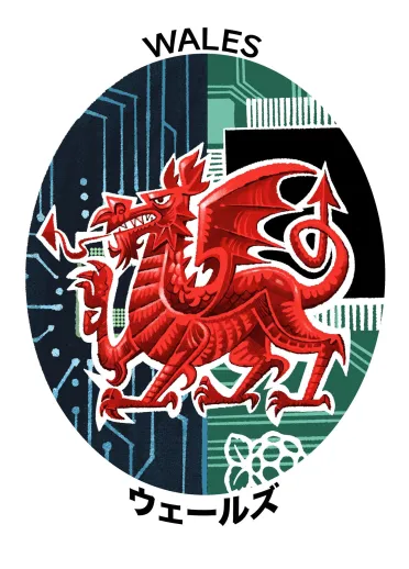 The red Welsh dragon on a stamp