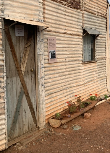 The rustic exterior of the former Shift Bosses House, located in Gwalia, Australia.   [Caption] Gwalia, Australia