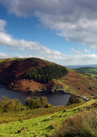 Landscape image of Clywedog reservoir, Glyndwr's Way