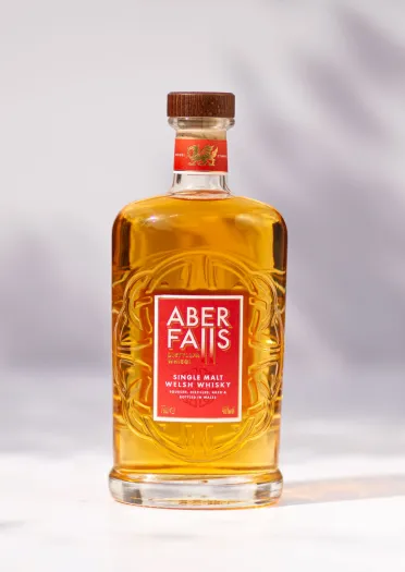 A bottle of Aber Falls Single Malt Welsh Whisky