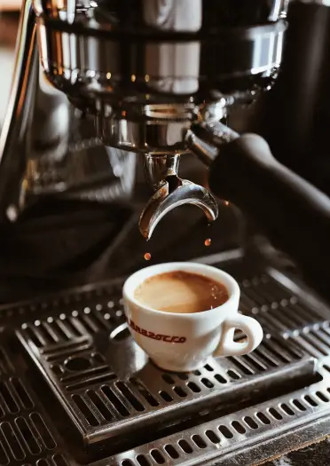 A cup of freshly poured coffee