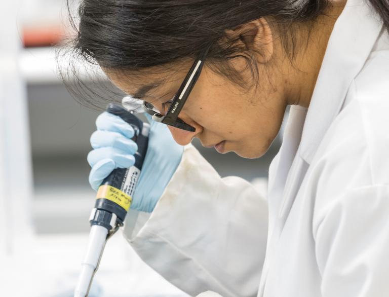 Female student in the laboratory, Swansea University