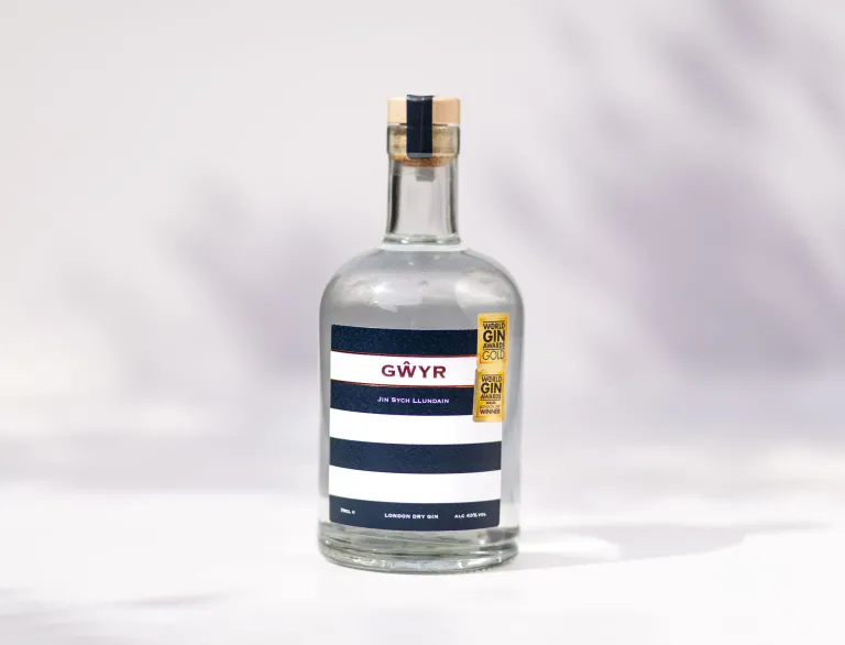 A bottle of Gower Gin against a white background