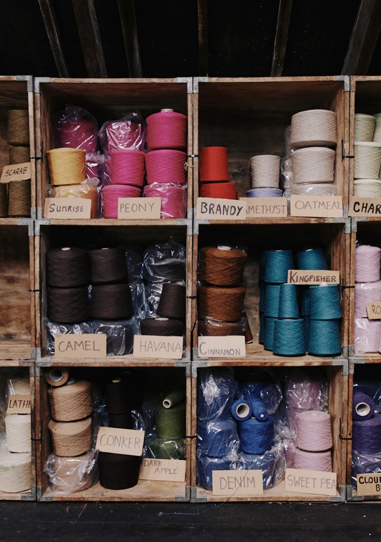 Cones of different-coloured yarn, Melin Tregwynt