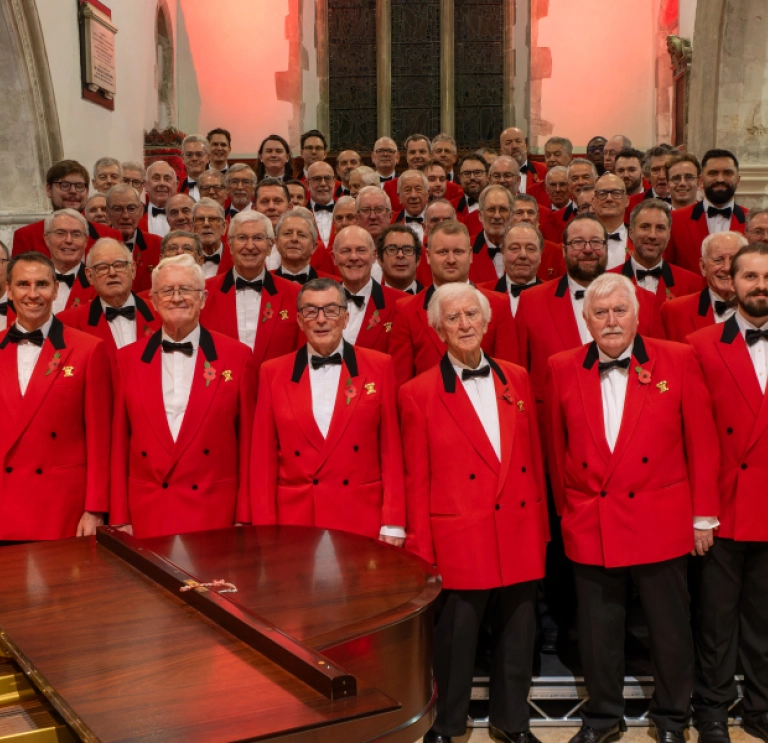 A group shot of the London Welsh male voice choir