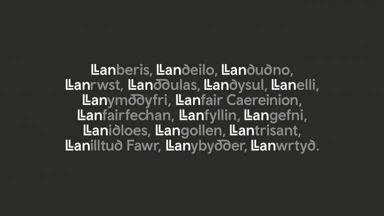 Llun dyluniadol o enwau llefydd yng Nghymru
