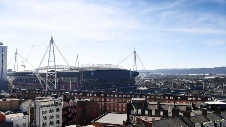A birds eye view of the Principality Stadium.