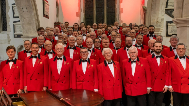 A group shot of the London Welsh male voice choir