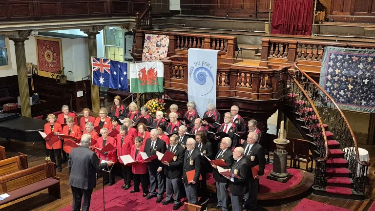 The Sydney Welsh Choir performing alongside the Wollongong Welsh Choir at a chapel in central Sydney. 