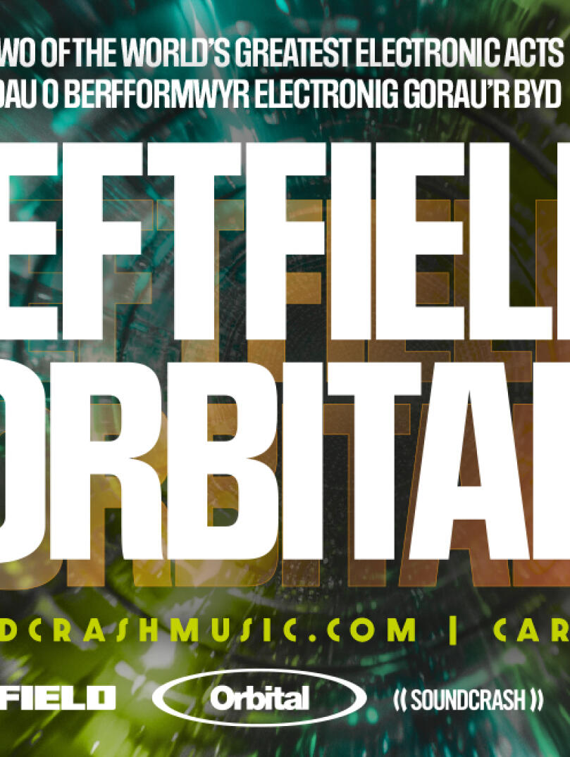 A poster advertising Leftfield and Orbital at the Cardiff Music City Festival 2024