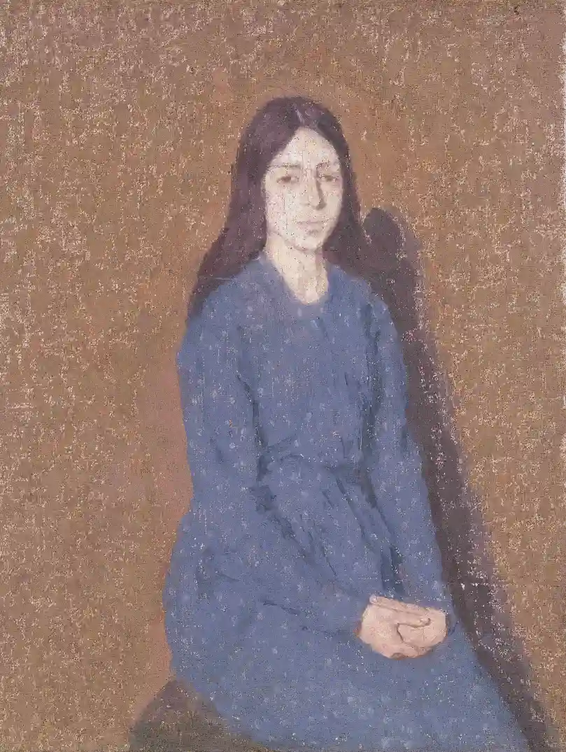A painting of a girl in a blue dress by Gwen John.