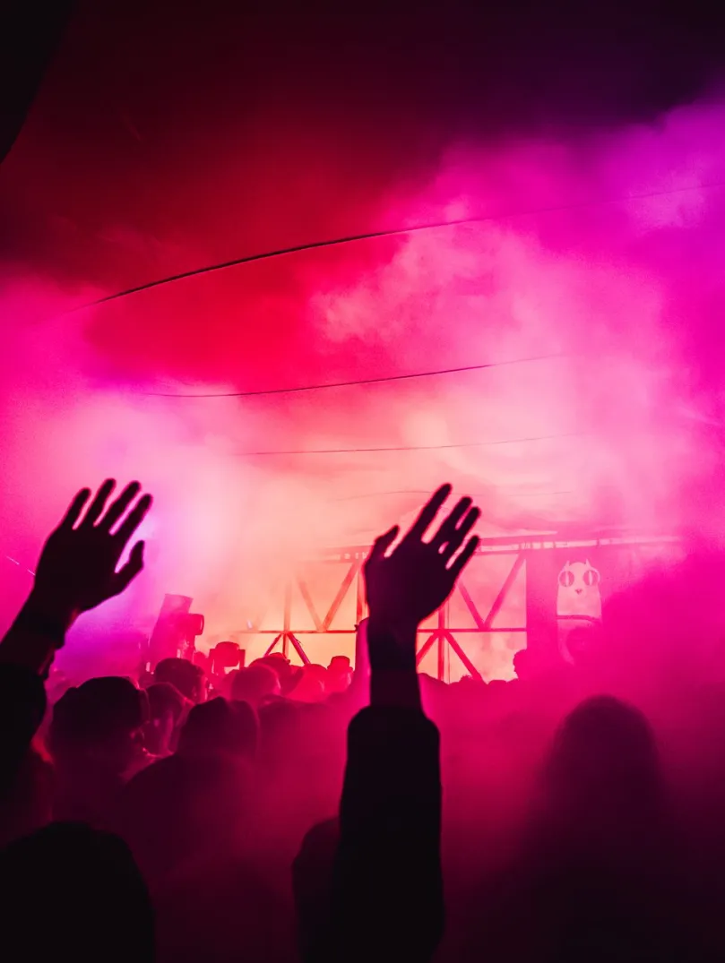 Hands in the air at a concert.