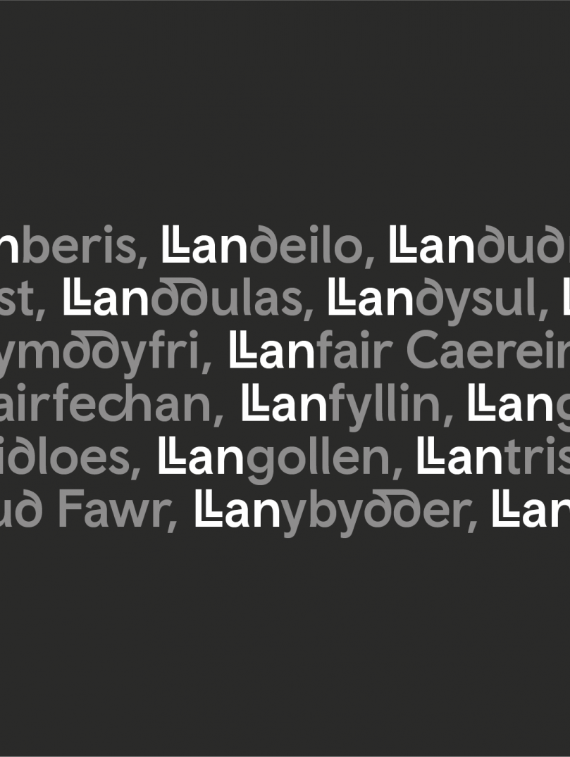 Llun dyluniadol o enwau llefydd yng Nghymru