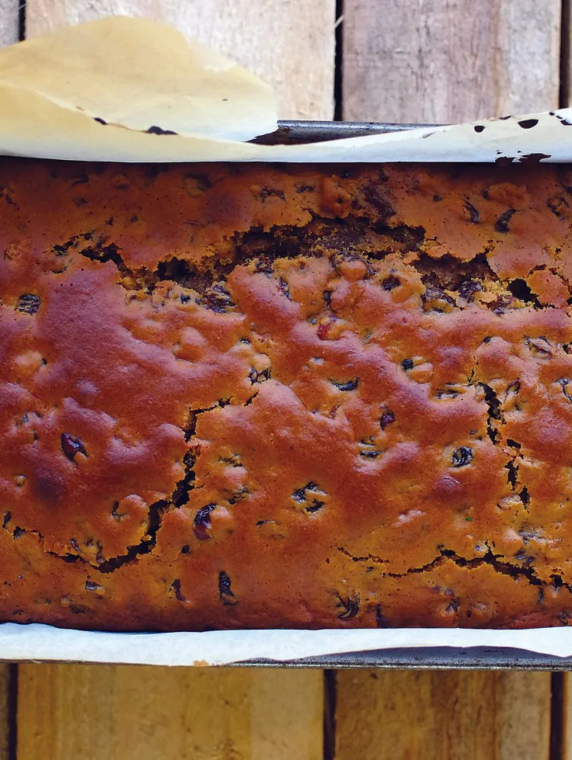 A tin of freshly baked bara brith