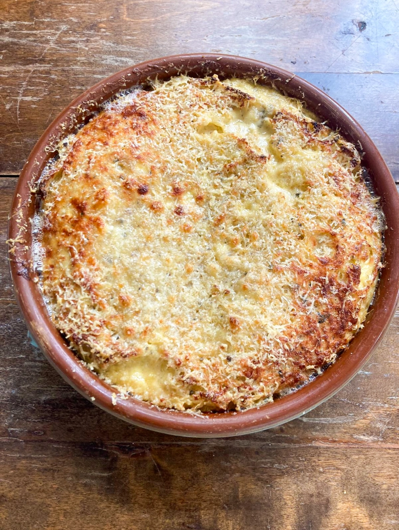 Welsh cheese pudding fresh from the oven
