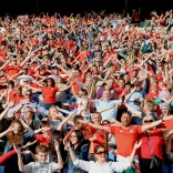 A crowd of football supporters.