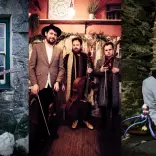 Collage photograph showing Welsh artists (L-R) Gwilym Bowen Rhys, VRï and Cerys Hafana