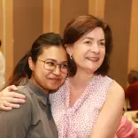 first minister hugging nurse