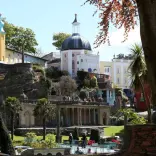 brightly coloured buildings of Portmerion, Gwynedd, designed and built in the style of an Italian village