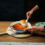 A beautifully presented serving of Welsh cheese pudding