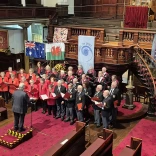 The Sydney Welsh Choir performing alongside the Wollongong Welsh Choir at a chapel in central Sydney. 