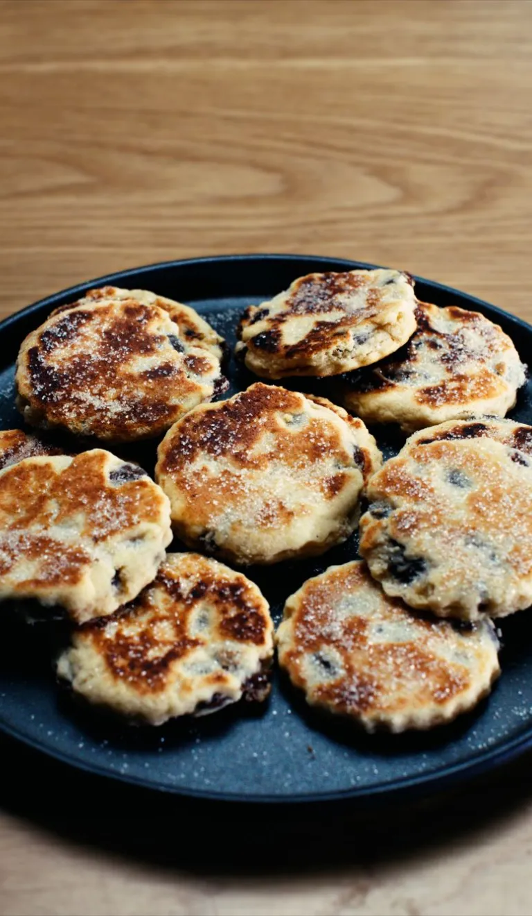 A beautifully presented plate of freshly cooked Welsh cakes